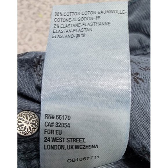 We The Free Womens Gray Corduroy Skinny Leg Pants Mid Rise Button Fly Size 25 - Picture 8 of 13